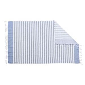 DONE Serviette Hammam Cairo - Gris & bleu - 90x160cm - 100% Coton - 300gr/m?