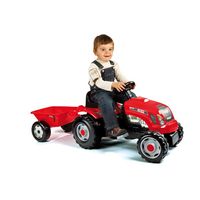 VEHICULE ENFANT Smoby Tracteur Grand Modèle Rouge + Remorque