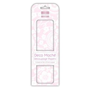 DECO MACHE 3 feuilles de papier découpage Isabelle Pink Blossom