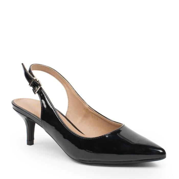 escarpin noir ouvert derriere