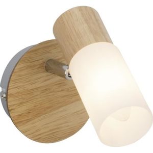 Applique spot ? 1 lumi?re Babsan E14 40W bois clair et blanc