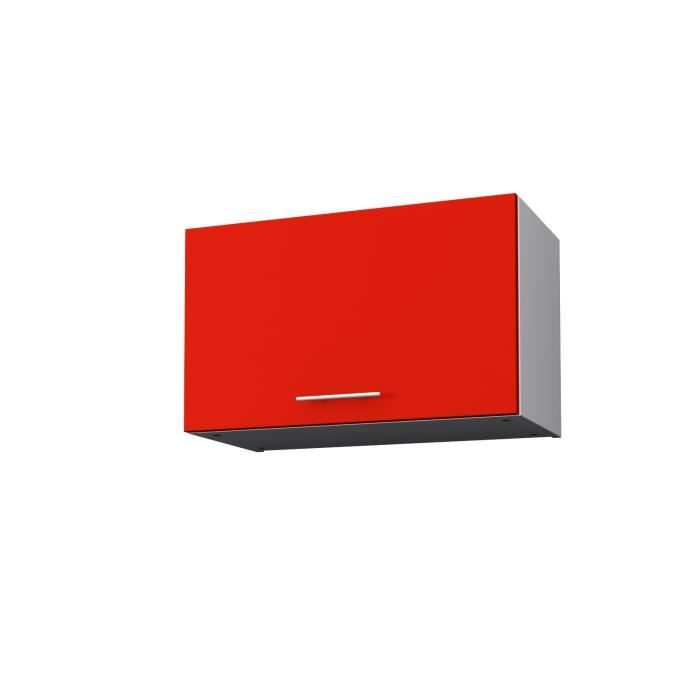 Meuble hotte 1 porte horizontale 60 cm Rouge mat Achat / Vente