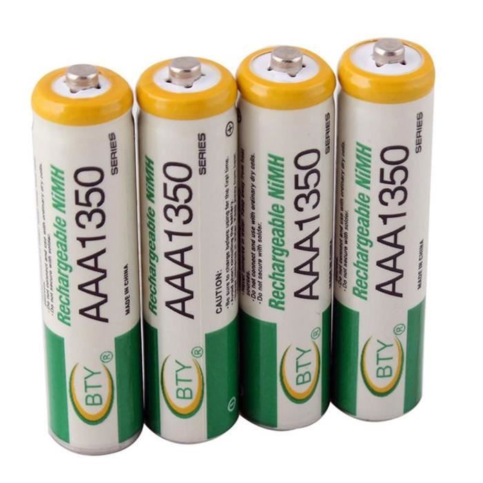BTY Lot de 4 piles rechargeables NiMH AAA 1350mAh 1.2V batteries