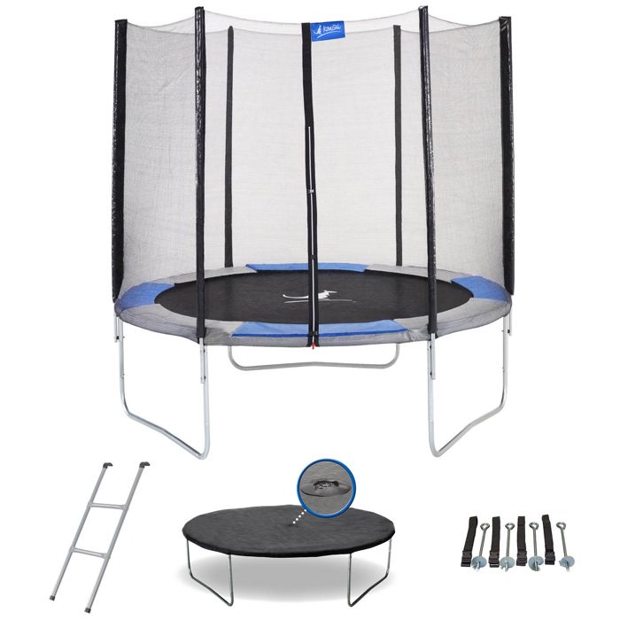 Kangui Trampoline rond Ø250cm avec filet, échelle et bâche de