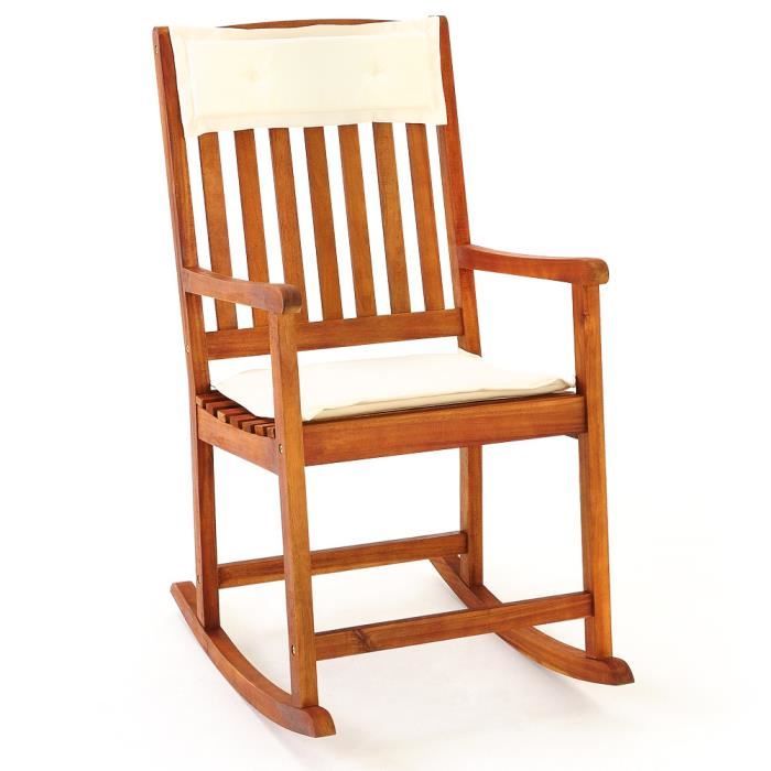 Rocking chair jardin bois exotique + coussins  Achat / Vente fauteuil