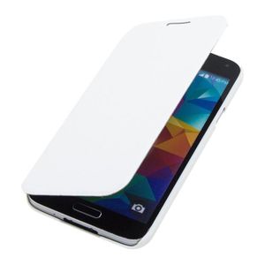 Swiss Charger Etui folio slim en simili cuir pour Samsung Galaxy S5 Blanc