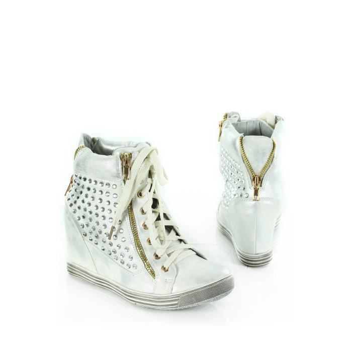 Chaussures strass blanches femme femme Blanc Achat / Vente