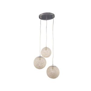 Lustre - suspension exotico -3 boules tressees blanches ?20 cm longueur 110 cm max réglable