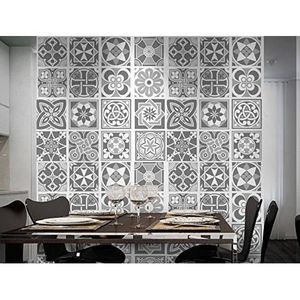 Assortiment de 48 stickers pour carrelage au motif de fa&iuml;ence en tons