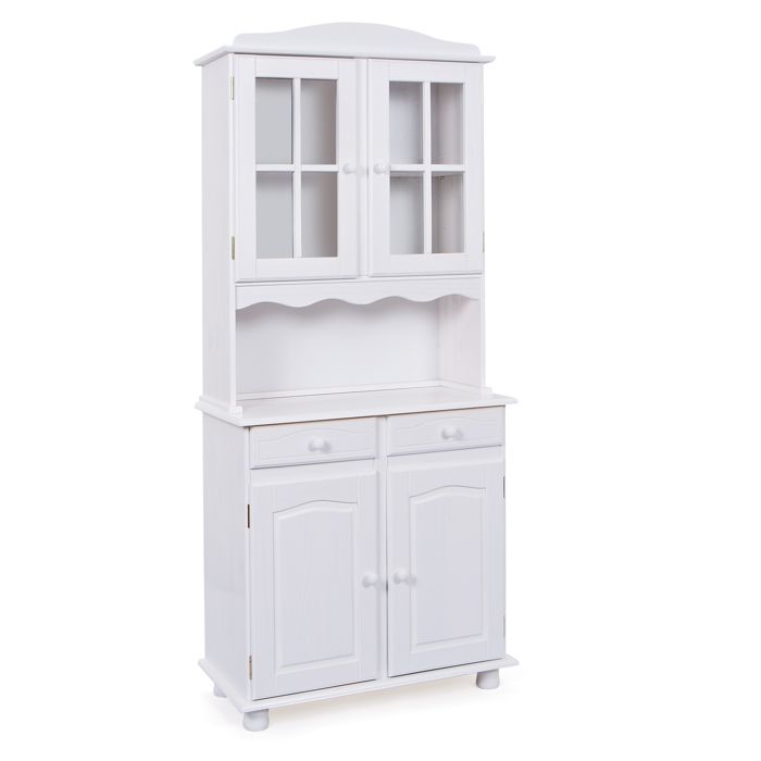 Buffet vaisselier valencia pin massif teinte blanc achat / vente ...
