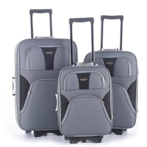 KINSTON Set de 3 Valises Trolley 4 roues 52/60/70 cm Gris