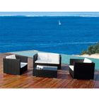 SALON DE JARDIN - ENSEMBLE TABLE CHAISE FAUTEUIL Salon de jardin résine/alu coussins blancs