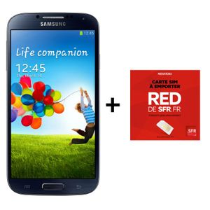 SMARTPHONE Pack Samsung GalaxyS4 Noir + Carte SIM Red de SFR SMARTPHONE Pack Samsung GalaxyS4 Noir + Carte SIM Red de SFR
