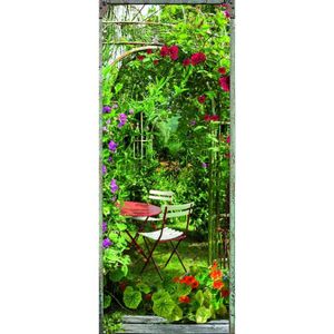 PLAGE Ondoor Sticker Adhésif de porte- Jardin fleuri204x83cm