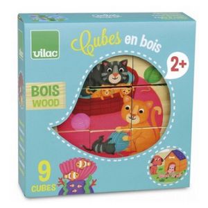 VILAC 9 cubes en bois animaux