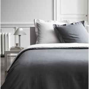 TODAY PREMIUM Housse de couette bicolore percale - 1 housse de couette 240x260 cm canon de fusil et zinc