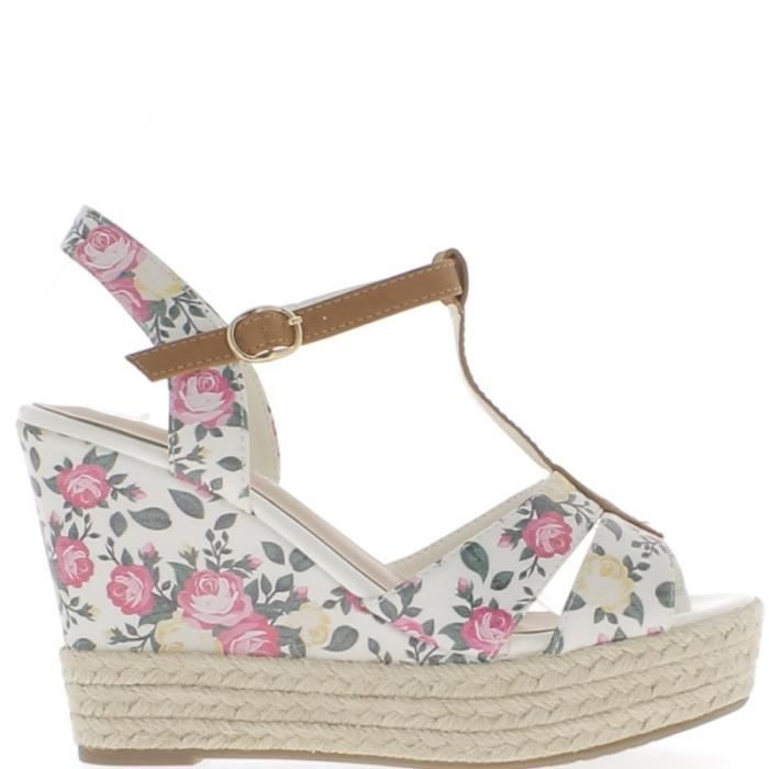 chaussure a talon compensé blanche