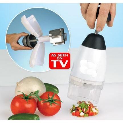 Hachoir Manuel Slap Chop - Pour Légumes, Noix, Ail, Facile à Nettoyer, Lame Inox