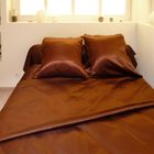 PARURE DE COUETTE Parure de couette 220x240cm satin 3 pces CHOCOLAT