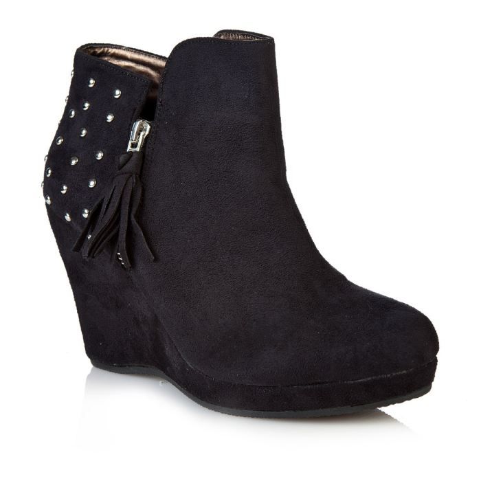 boots noires compensées