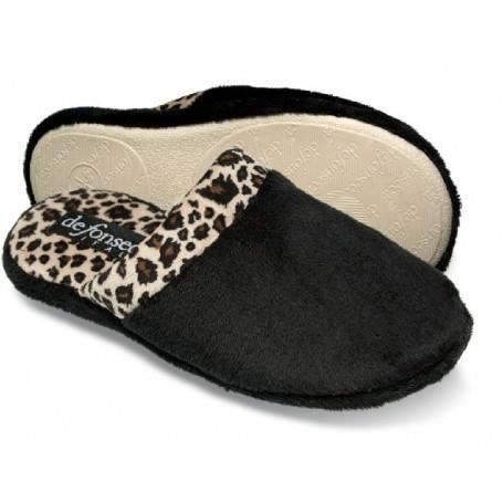 Chaussons Léopard JOMIX Pour Femme | Pantoufles Peluche Douce Hiver | Semelle Antidérapante Caoutchouc