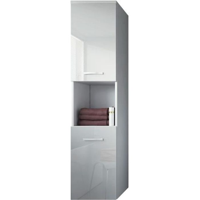 Armoire de rangement de Montréal Hauteur 131 cm Blanc brillant