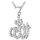 Collier Pendentif-Lettre Allah-Plaqué Platine-Sert