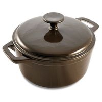 POELE - SAUTEUSE - MANCHE DE POELE COCCOTE RONDE 28 CM FONTE EMAILLEE TAUPE