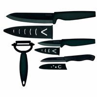 COUTEAU DE CUISINE  Coffret 4 pièces lame blanche, manche noir