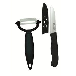 COUTEAU DE CUISINE - FEUILLE - COUPERET - FENDOIR PRADEL Set de 1 couteau céramique + éplucheur