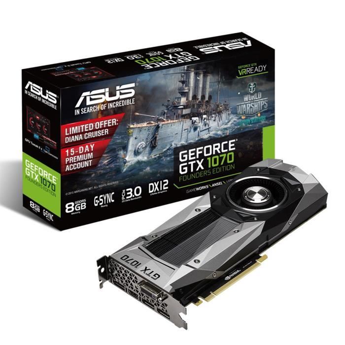 Asus Carte graphique NVIDIA GeForce GTX 1070 Founders Edition 8Go