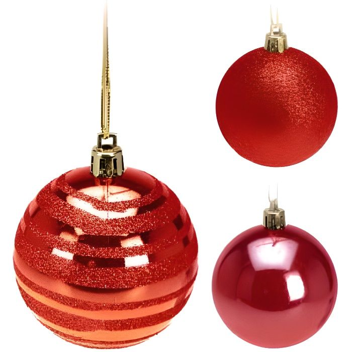Lot de 9 boules de noël rouges Achat / Vente boule de noël Cdiscount