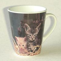 BOL - MUG - MAZAGRAN Chope blanche Conique décalcomanie Chatons