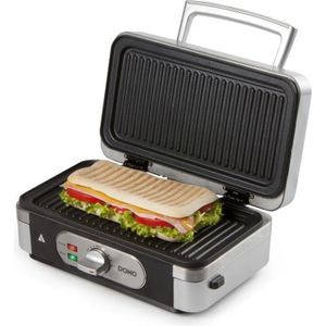 DOMO DO9136C Appareil ? croque-monsieur et gaufres ? 1000W ? 3 jeux de plaques ? Inox et noir