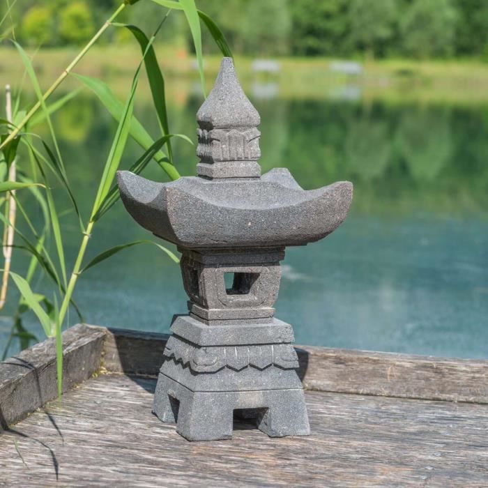 Lanterne japonaise en pierre de lave 55cm achat / vente lampion ...