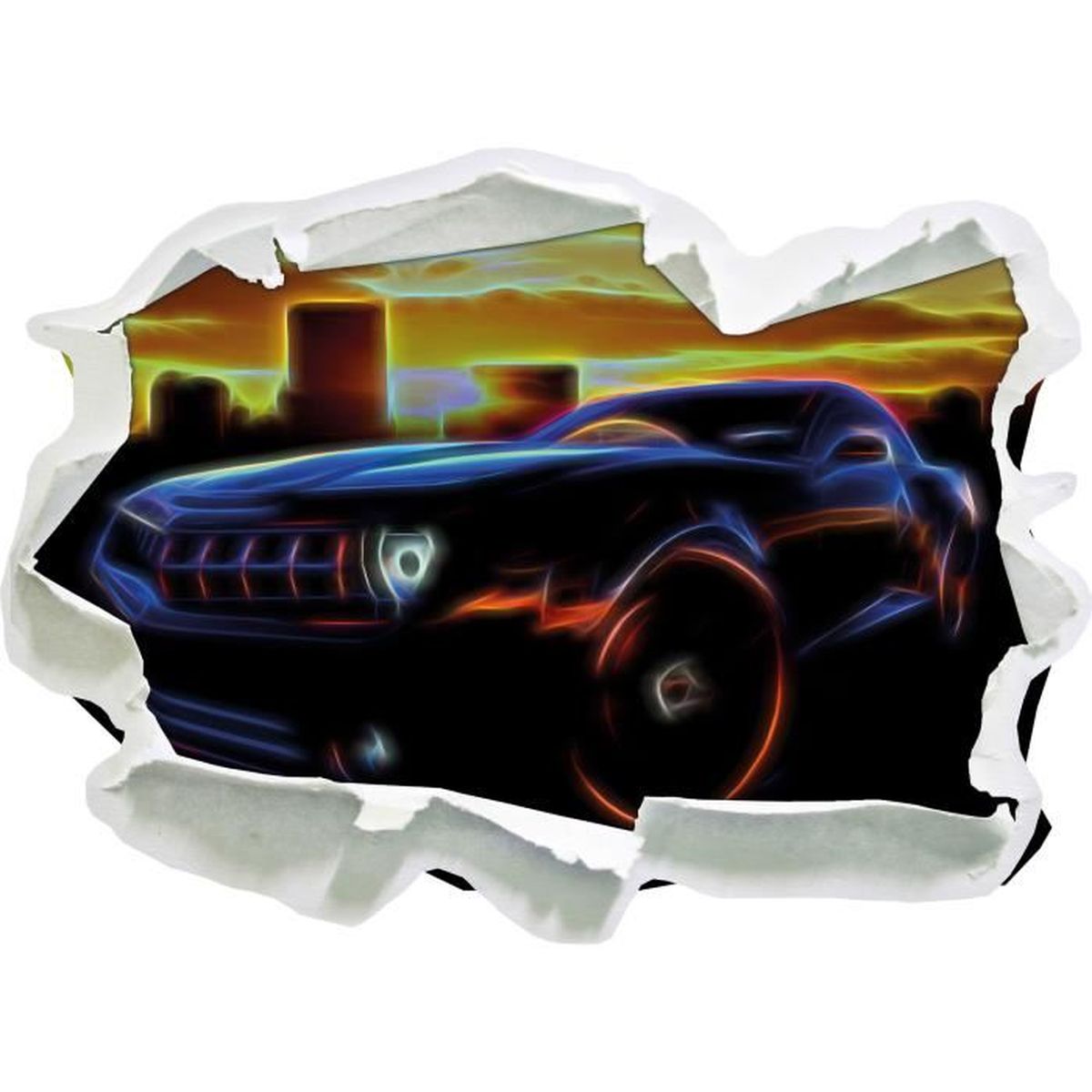 Sombre chevrolet camaro, papier 3d taille sticker mural: 92x67 cm ...