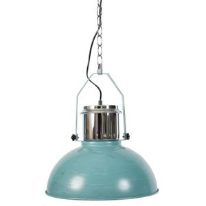 Lustre - suspension Tristan - Indus ? 37,5 cm en metal bicolore chrome/vert vielli chaine et cordon noir