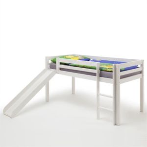 LIT COMBINÉ - MEZZANINE Lit surélevé enfant MAX lasuré blanc, toboggan LIT COMBINÉ - MEZZANINE Lit surélevé enfant MAX lasuré blanc, toboggan