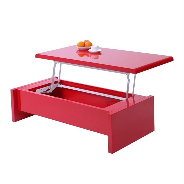 Table basse design relevable laquée rouge LOLA Achat / Vente table