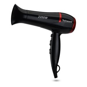 TECHWOOD TCO6075 S?che-cheveux Professionnel + 3 brosses - Noir et Rouge