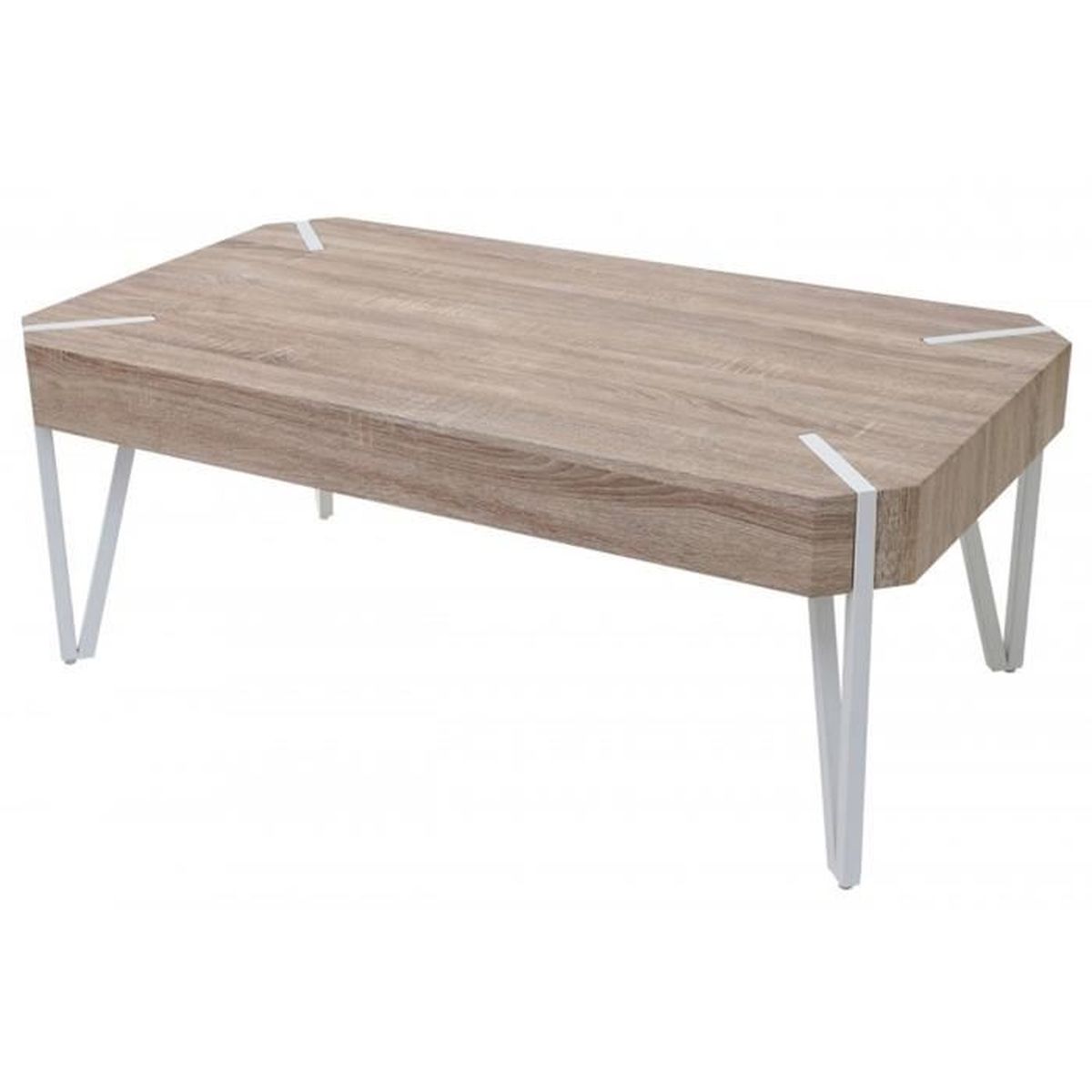Table basse coloris chêne avec pieds en métal brillant dim : 43 ...