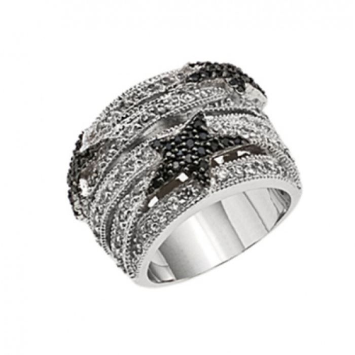 Bague THIERRY MUGLER acier strass gris et noir n - Une nÃ©buleuse d ...