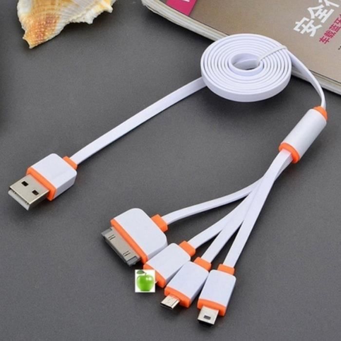 4 en 1 Câble USB Multi Chargeur Pour Mobile Universel iPhone Android ORANGE Achat câble