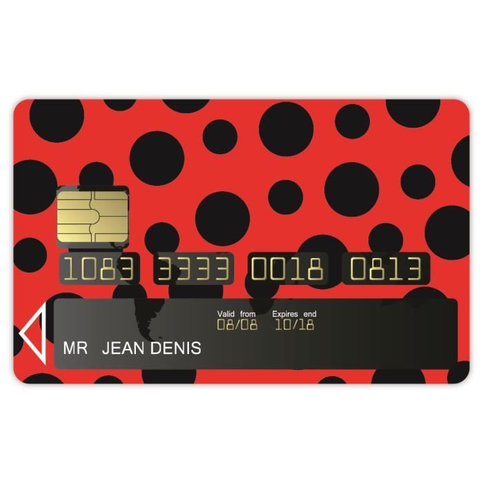 Stickers carte bancaire motif ROUGE POIS NOIR Achat / Vente stickers