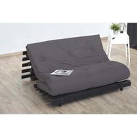 FUTON  Matelas Futon Taupe en Coton 90x190
