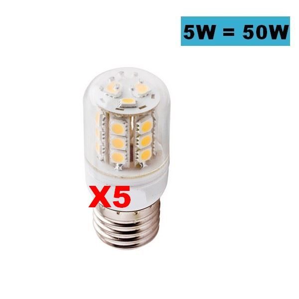 5 AMPOULE LED E27 5W MINI 24 LED BLANC CHAUD Achat / Vente ampoule