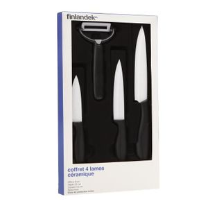 FINLANDEK lot 3 couteaux céramique + 1 éplucheur