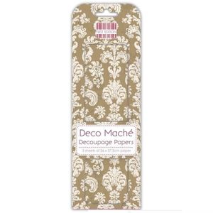DECO MACHE 3 feuilles de papier découpage Summer Botanical Damask