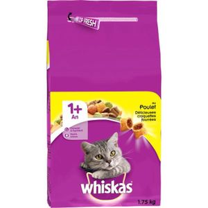 WHISKAS Croquettes Fourées Pour Chat Poulet D?s 1 An 1,75kg