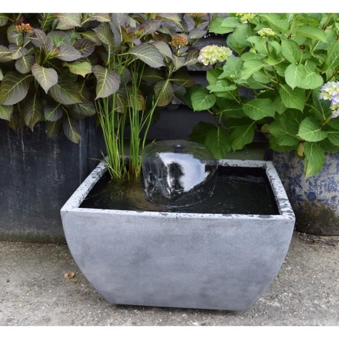 Mini bassin VI gris 55x55x30cm avec pompe jet d'eau ...